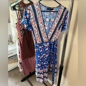 Blue and pink floral dress